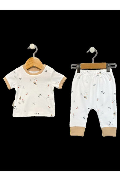The-kid.co Little Sailor Printed Baby Set – 2 Pieces - Beige