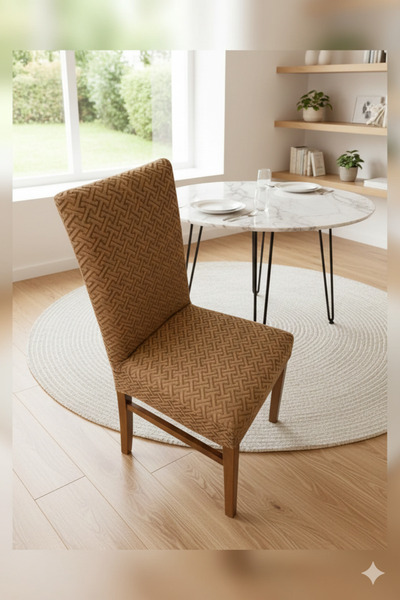 Hazineci Bey Chair Cover, Flexible, Lycra, Elastic, Washable, 1 Piece Brown C...