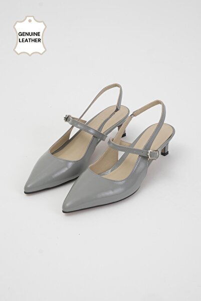 Mio Gusto Pantofi cu toc pentru femei Riva din piele naturală, de culoare gri