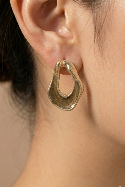 AURRARİ Gold Hole Brown Enamel Earrings