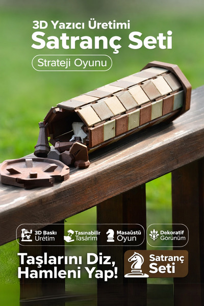 Smile3D Taşınabilir 3D Baskı Satranç Seti – Strateji ve Zeka Oyunu