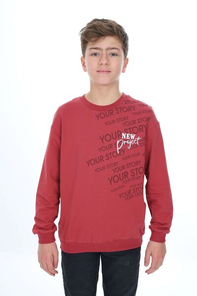 Toontoy Boy's Relax Fit Crew Neck Lightweight Drop Shoulder Printed Sweatshir...
