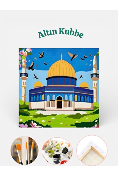 TT ART Sayılarla Boyama 20X20 cm Ramazan Özel Tuval Seti Fırça Boya Dahil - A...
