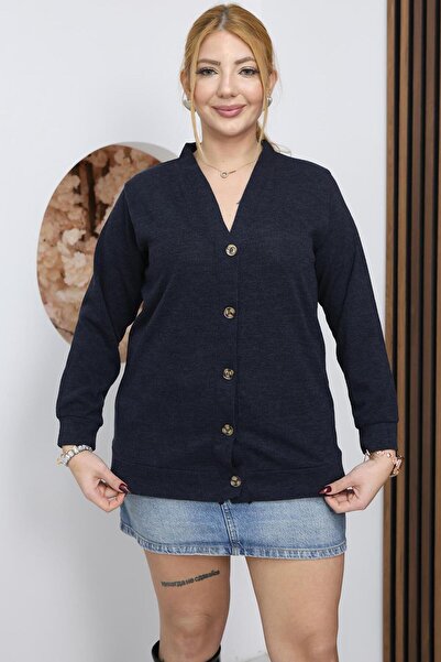 Siyezen Cardigan de bază cu textură moale, mărime mare