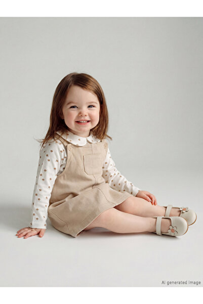 LC Waikiki RMZ GİYİM FARKIYA فستان جبردين للفتيات الصغيرات مطرز بياقة روبا