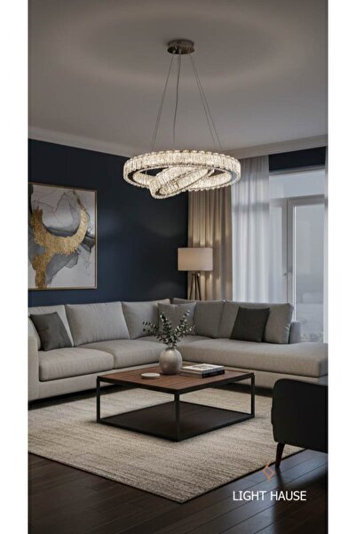 LİGHT HOUSE 2 Daireli Modern Taşlı Salon Avizesi