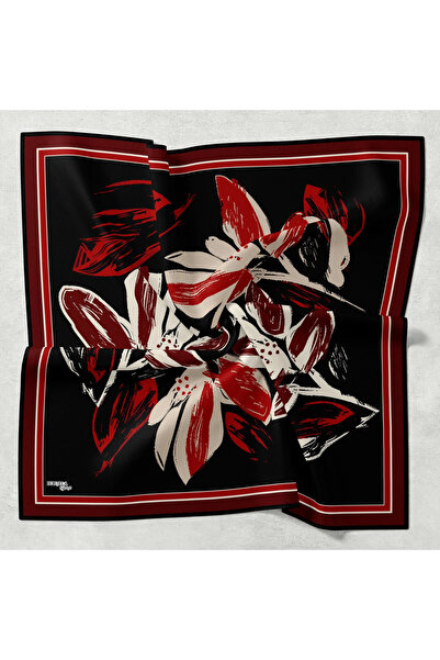 Bonjela Soft Scarf Clover Pattern Black Burgundy