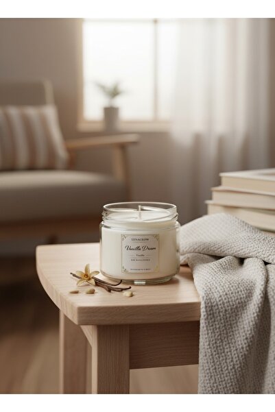 Lenaglow Vanilla Dream Cam Kavanoz Mum – Vanilya Kokulu Soy Wax Candle – El Y...