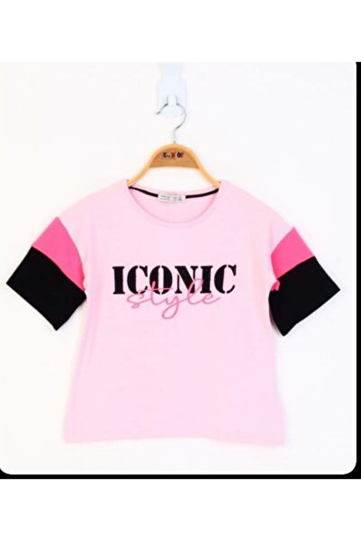 Toontoy Tricou cu mânecă scurtă pentru fete, cu imprimeu și decolteu tip bici...