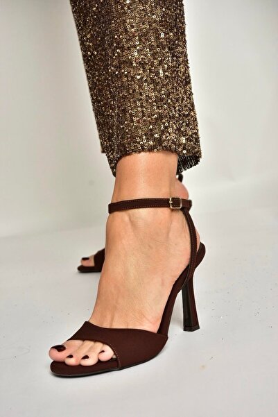 Fox Shoes Y997264604 Brown Fabric Thick Heeled Shoes