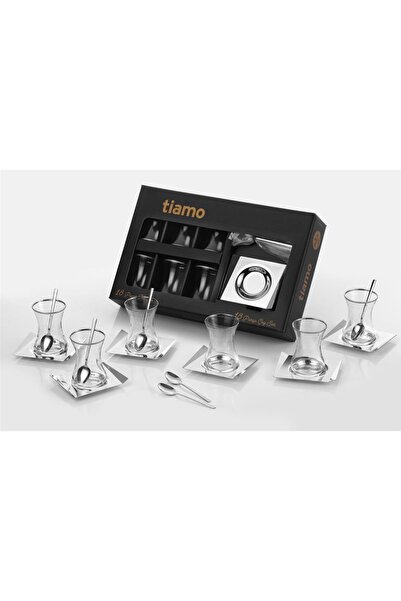 Tiamo Avons 18 Parça Çay Seti – 6 Kişilik 18/10 Cr-Ni Paslanmaz Çelik & Cam Ç...