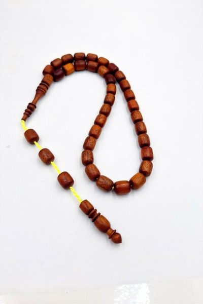 İbrahim Altıntaş سبحة من خشب التين الطبيعي - قطع على شكل كبسولة بنية اللون، م...