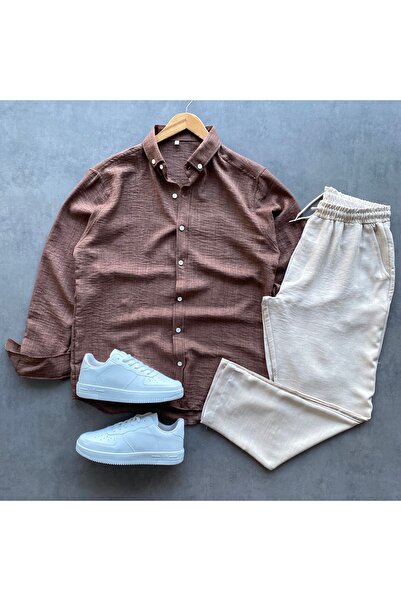 THANBUTİK Krınkıl Linen Shirt and Pants 2-Piece Set