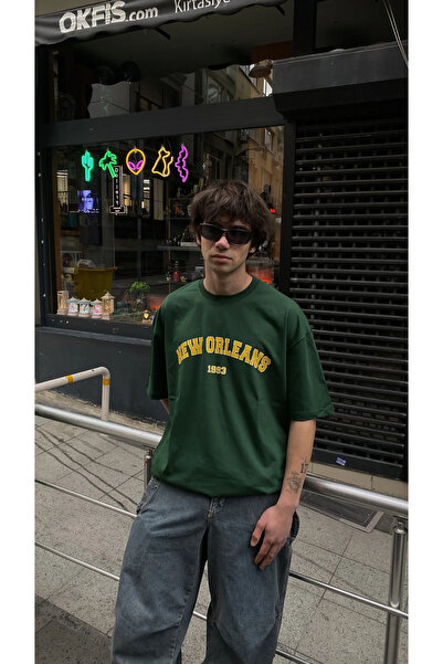 1blood Σκούρο πράσινο μπλουζάκι New Orleans Oversize