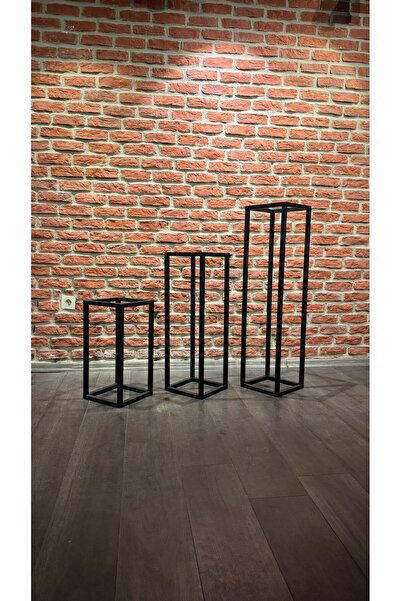 Store 3’lü Siyah Metal Dekoratif Çiçeklik Seti ( Saksılık )