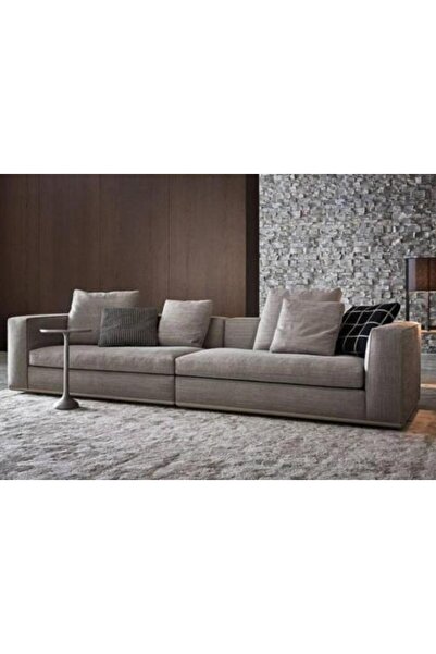 homejoyz Swedish Wood Sofa - Gray Linen - 240×90×60 cm