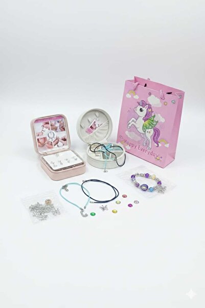 dehkah 2-Piece Unicorn Accessory Bag for Girls - Charm Bracelets + Makeup Org...