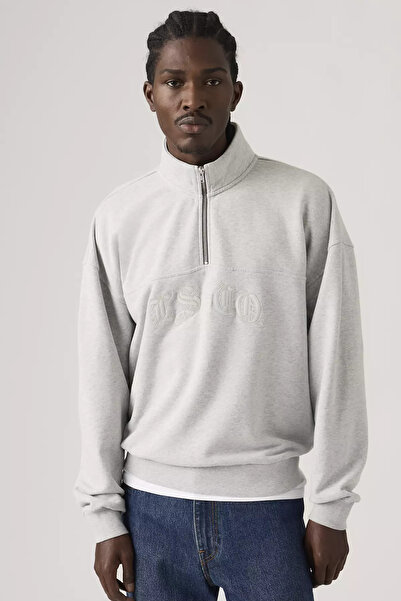 Levi's Чоловічий світло-сірий світшот з широким кроєм і напівзастібкою 005HS-...