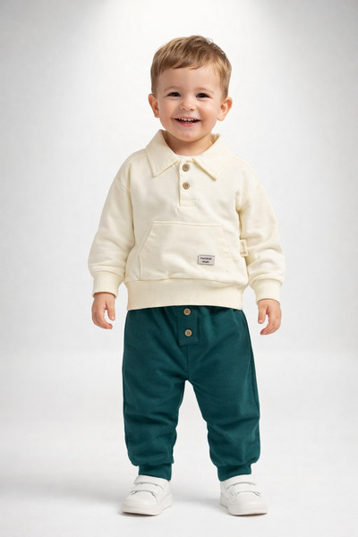 dinamik çocuk طقم فضفاض موسمي للأولاد الرضع مع ياقة بولو من خيطين بدون رفع لل...