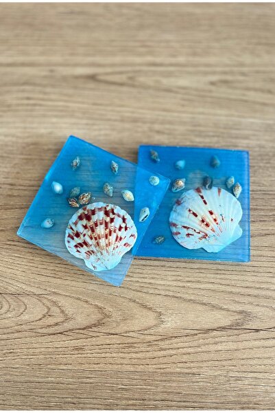 EBNA Natural Seashell Coasters Set of 2 – Handmade Marine Themed Decorative P...