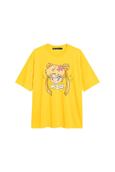 CİNEMA MODA Sailor Moon Štampano opuštenog kroja 30/1 unisex žuta majica
