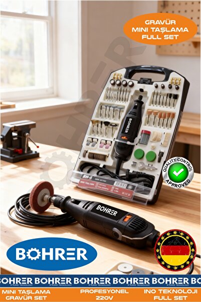 BÖHRER 307 PARÇA ELEKTRİKLİ DEVİR AYARLI KADEMELİ MİNİ TAŞLAMA GRAVÜR MAKİNESİ