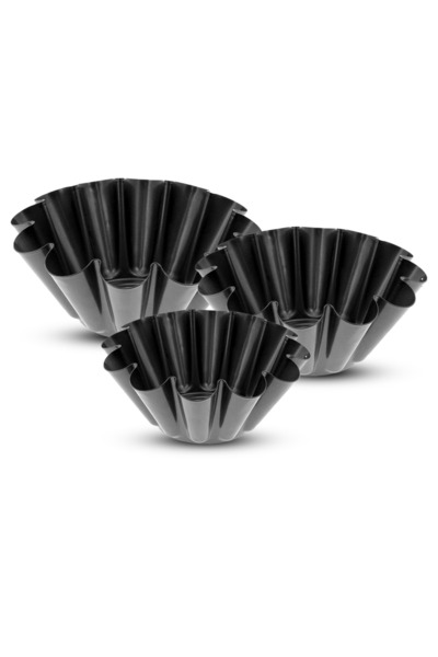 Bisbell 3 Pcs Non Stick Brioche Pan Set 10, 13, 17cm,Round Baking Mold, Carbo...