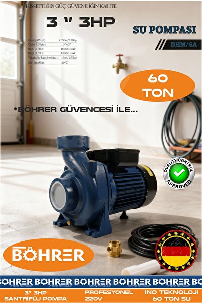 BÖHRER DHM6A 3'' 3HP SANTRİJÜF TARLA SULAMA SU POMPASI - SAATTE 60TON SU