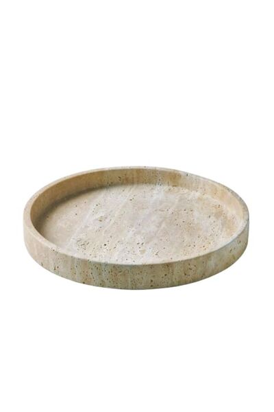 Generic Round Travertine Tray 25x3cm dia