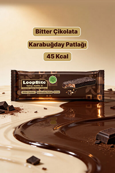 GLUTENSİZ FABRİKA LoopBite Bitter Çikolata Kaplamalı Karabuğday Patlağı 10 G x 5 Paket (Glütensiz & Vegan)