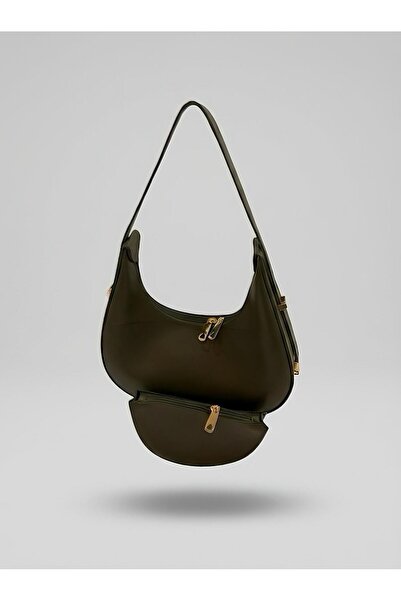 İstanbul Çanta Modern Yarım Ay Tasarım 2'li Set Kadın Omuz Çantası ve Mini Cü...