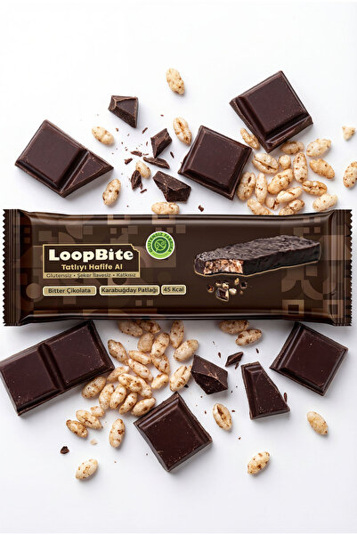 GLUTENSİZ FABRİKA LoopBite Bitter Çikolata Kaplamalı Karabuğday Patlağı 10 G x 5 Paket (Glütensiz & Vegan)