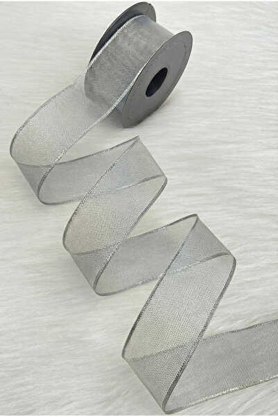 ZEYMERADE Silver Glitter Chiffon Ribbon 4 cm 20 Mt, Bride, Groom, Bundle, Eng...