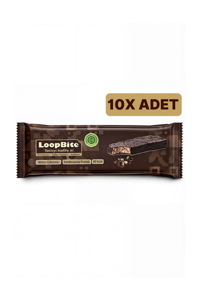 GLUTENSİZ FABRİKA LoopBite Bitter Çikolata Kaplamalı Karabuğday Patlağı x 10 ...
