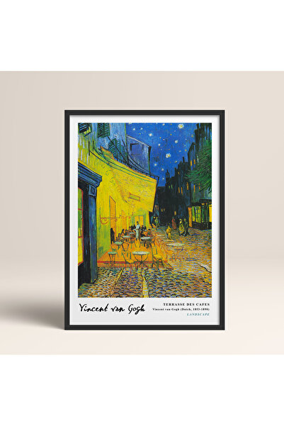 BERRAVIA Van Gogh Teras Kafe Ahşap Çerçeveli Tablo - Cafe Terrace Modern Salo...