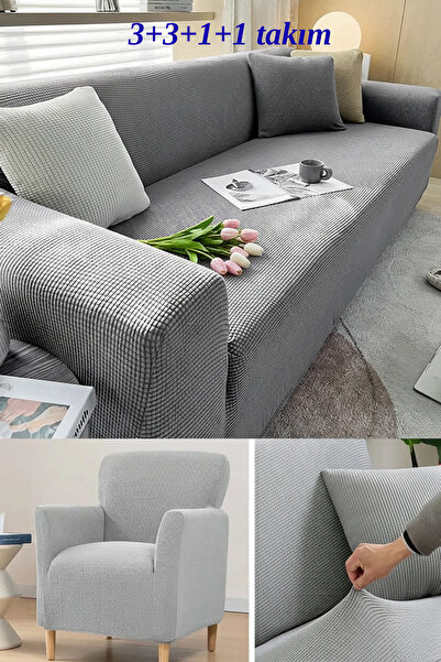 kutlale Lycra Pitikare Pattern 3+3+1+1 Sofa, Couch, Sofa Bed Cover Set, Elast...