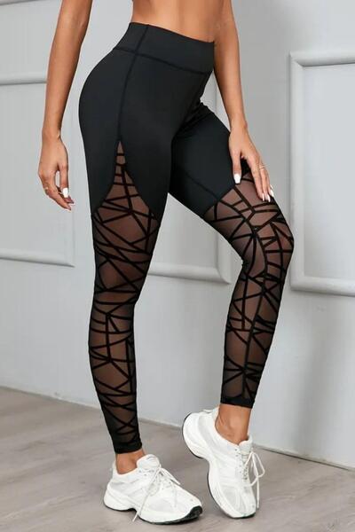 Mossta Mesh Detailed Diving Fabric Tights - Black