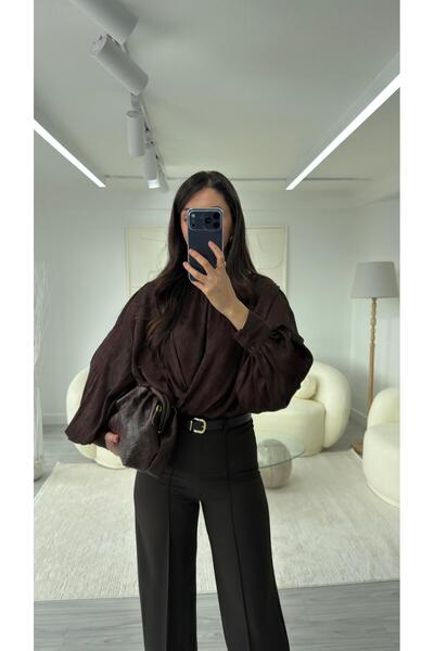 LUUNA STORE Lenny Draped Blouse - Brown