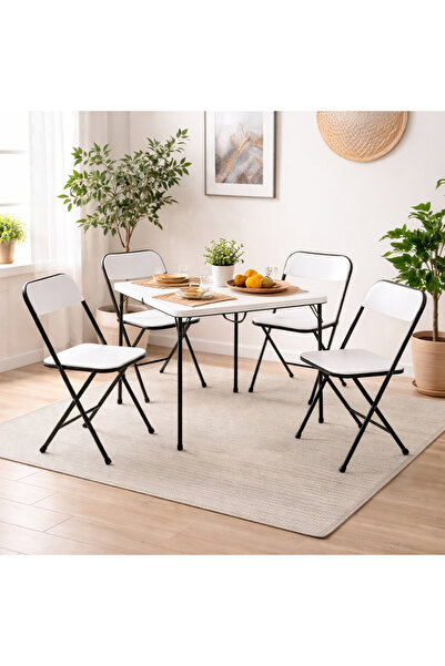 terndat Foldable fiber dining table with 4 foldable chairs