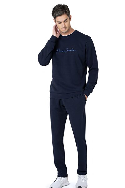 Pierre Cardin 100% Cotton Men's 3-Thread Sweat Suit, Crew Neck with Cuffed Sl...