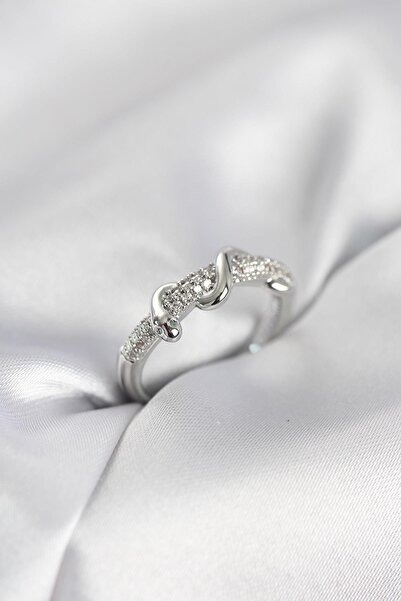 Inure Jewelry خاتم نسائي من حجر الزركون الفضي اللون بتصميم ثعبان ملفوف