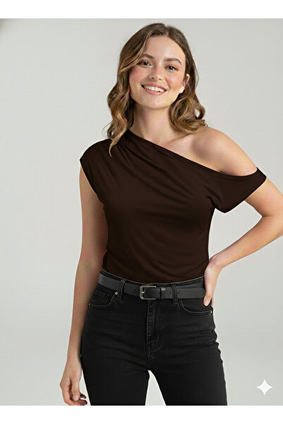 Moda Lounge New Product Off-Shoulder Gathered Detailed Asymmetrical Stylish B...