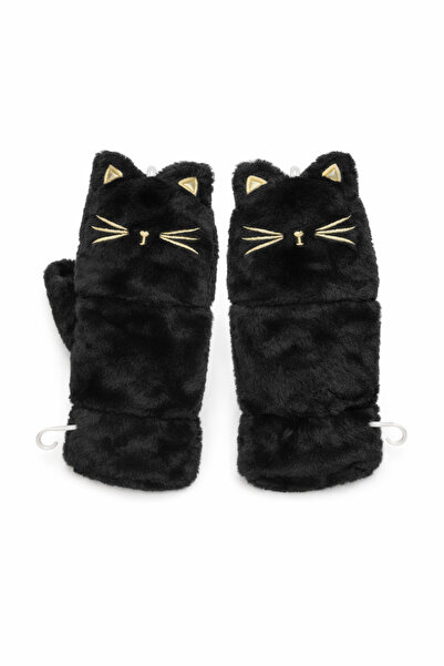 Selvira Plush Cat Patterned Gloves |   Winter Warm, Soft, Cute Design Mitten ...