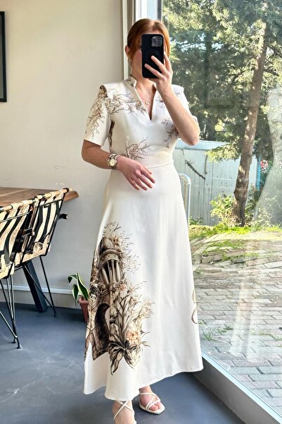 Pulli Collection Waist-Slit Panel Pattern Dress