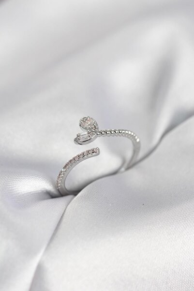 Inure Jewelry خاتم نسائي من النحاس الفضي اللون بتصميم قلب ذيل السمكة