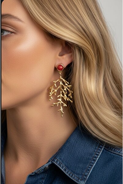 AychaAksesuar Steel Vip Series Coral Stone Pendant Branch Model Dangle Brand ...