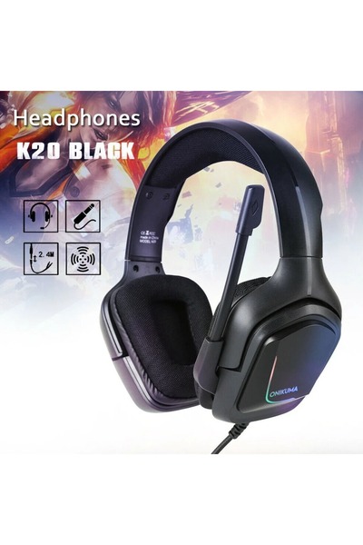 Generic K20 RGB Gaming Headset with Microphone LED Light Sound Bass PC Gamer ...