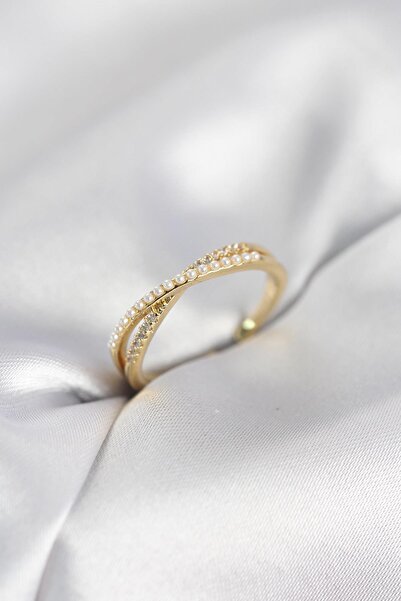 Inure Jewelry Gold Color Women's Ring with Pearls and Zircon Stones