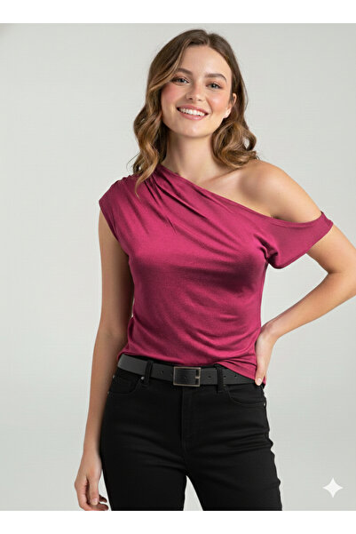 Moda Lounge New Product Off-Shoulder Gathered Detailed Asymmetrical Stylish B...