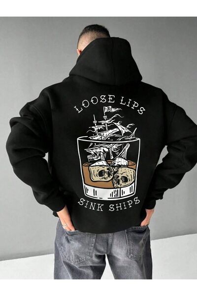 LELVANİ Hanorac cu glugă cu imprimeu LOOSE LIPS